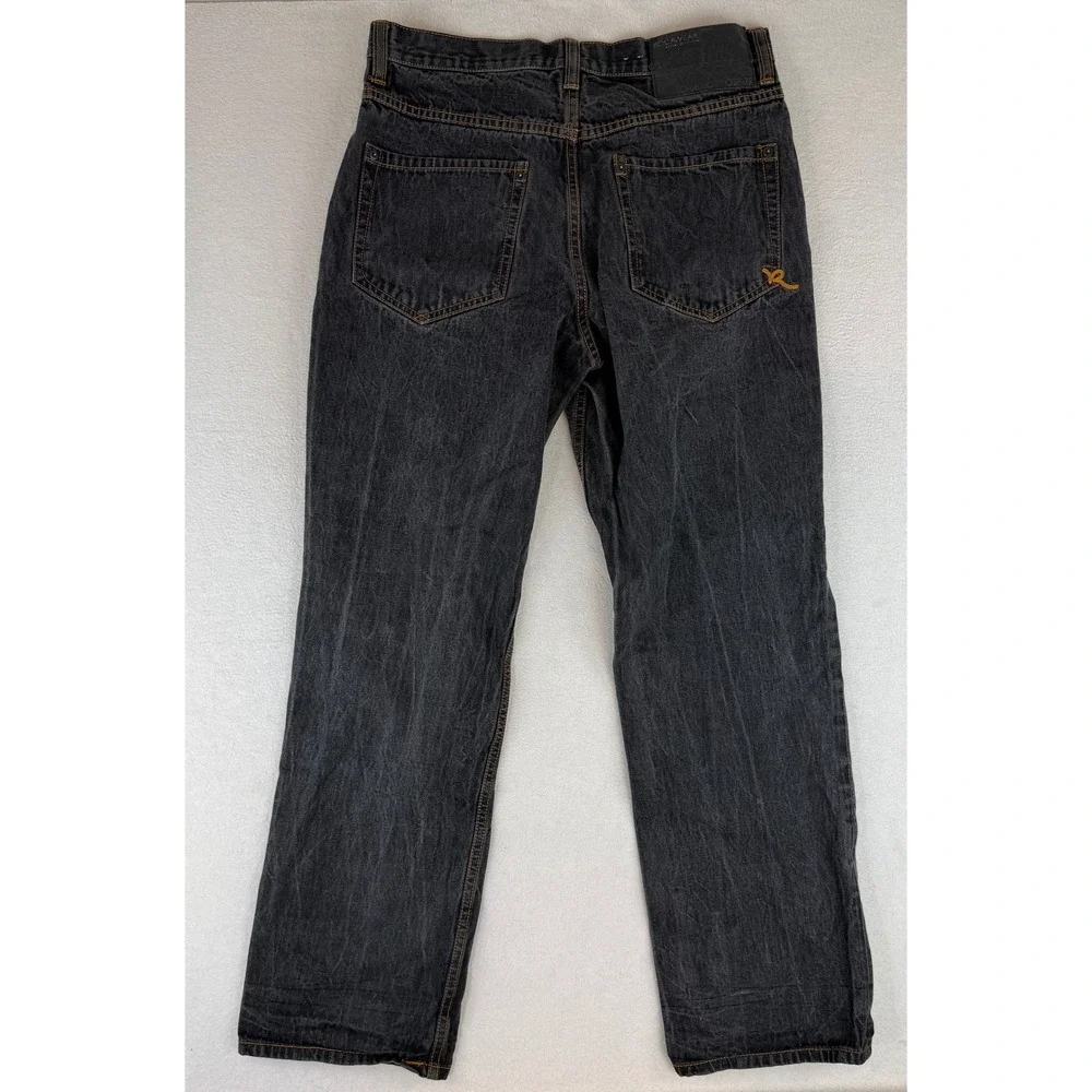 Rocawear Original Fit Jeans Mens 34x32 Black Dark Wash Baggy Straight Denim